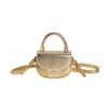 Chic Half-moon Pu Saddle Handbag With Lock Closure For Fashionable Daily Wear
