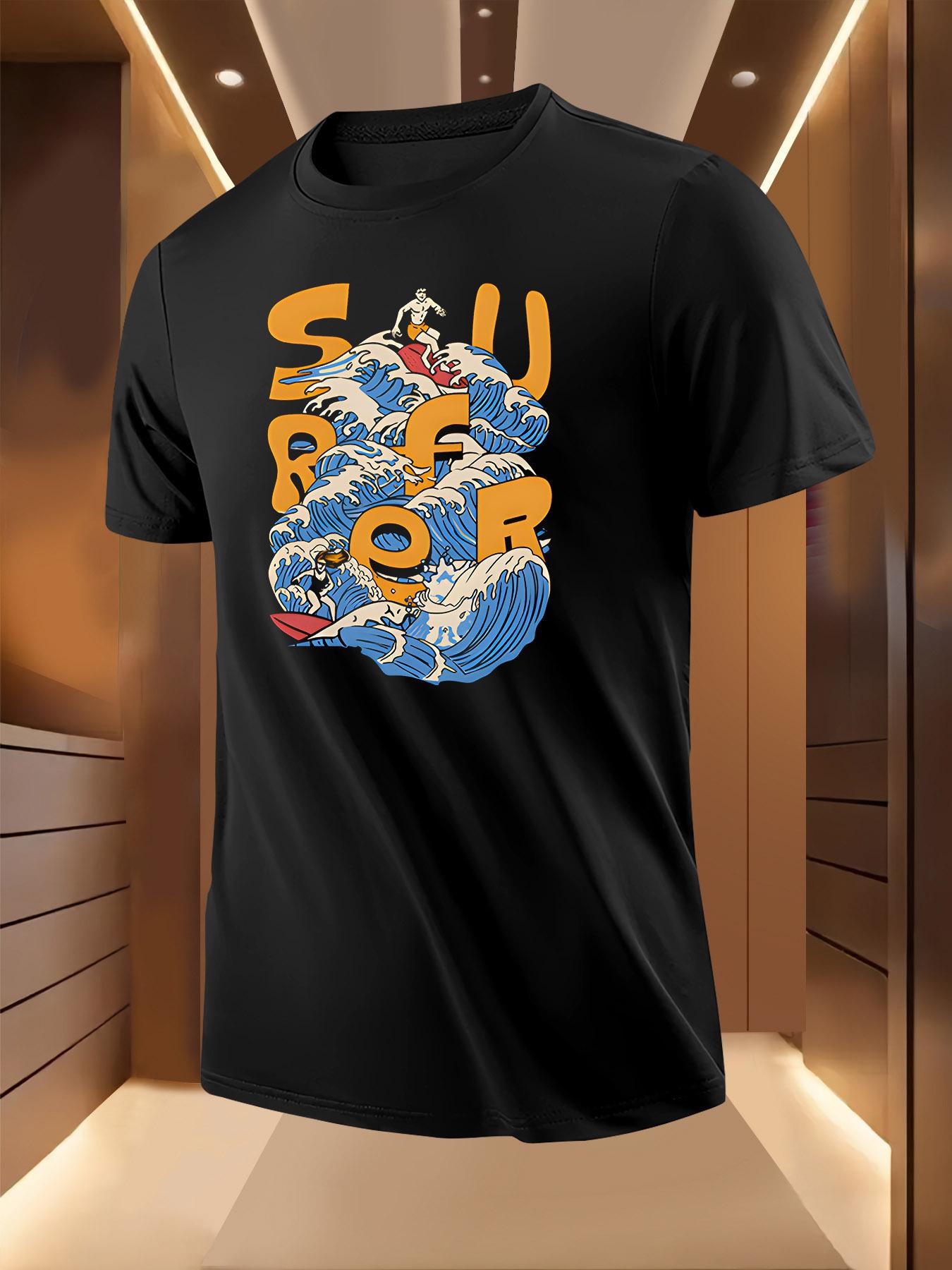 Surfing Art Print Tshirt - Breathable Lightweight Polyester S