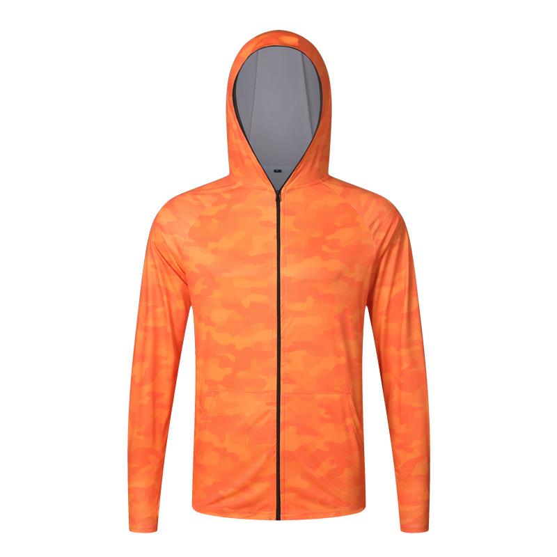Men's Summer Breathable Camouflage Hooded Long Sleeve Sun Protection Fishing Shirt