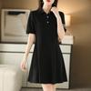 Polo Neck Slim Mid-length Dress for Women In Summer New Color-blocking Fashion Versatile Large Sling Skirt Cotton Thread Skirt