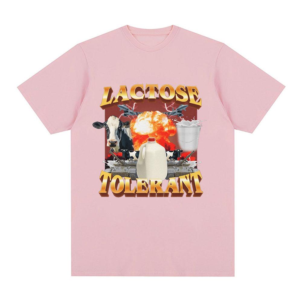 Lactose Tolerant Graphic Print T-Shirt Women Vintage Fashion Short Sleeve T-shirts 100% Cotton Casual Cozy Summer T Shirts