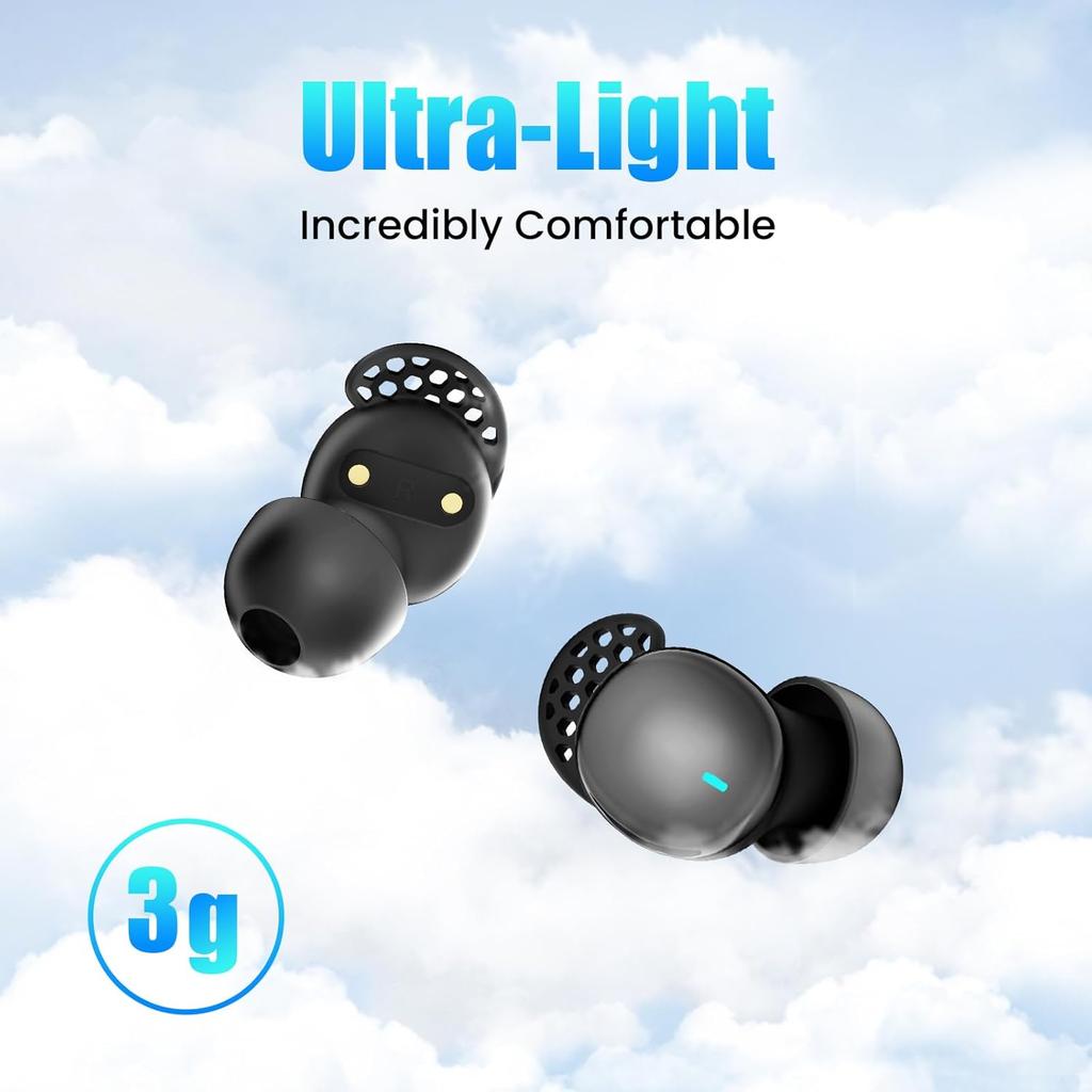 Sleep Earbuds for Side Sleepers Wireless Earbuds Comfortable Noise Blocking LED Power Display Music Sleep Dual Mode for Sleeping Working Hiking (Deep