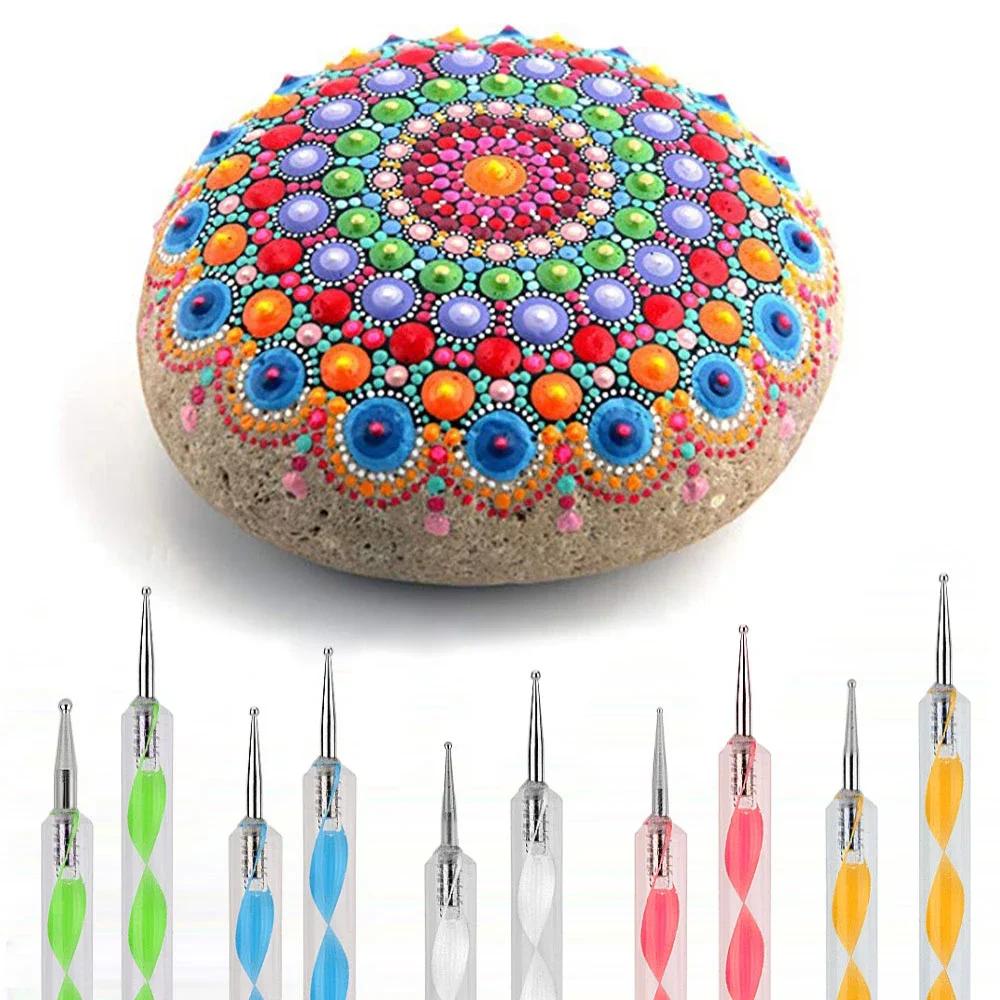 Mandala Dotting Tools Painting Stencils Handwork Drawing Stylus DIY Stone Embossing Starter Drawing Stylus Pens Art Kit Tools