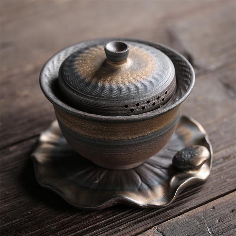 

Керамическая чайная чаша ручной работы с крышкой Офисный чайник Цзиндэчжэнь Чайная чашка Керамика Чайный сервиз Гайвань Посуда для напитков 170 мл