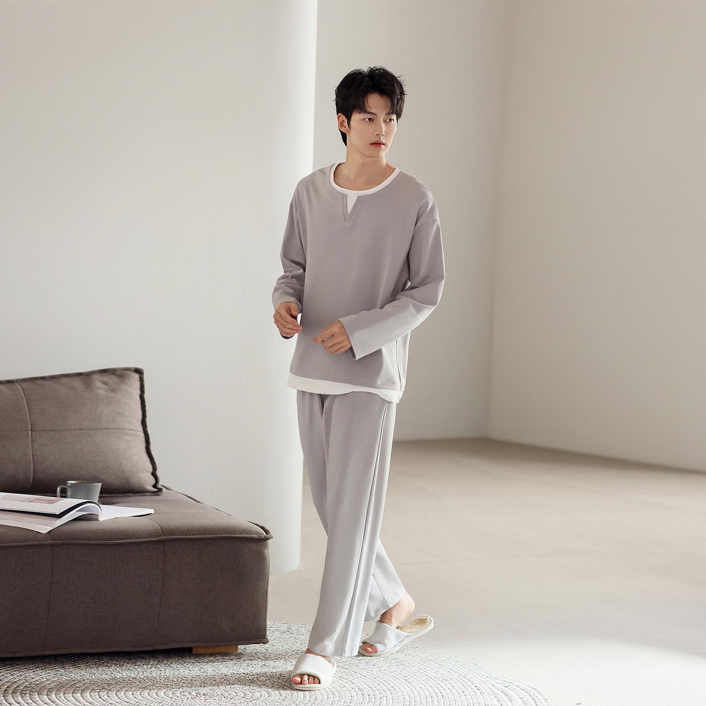 

Men s Color Block Modal Pajama Set - Long Sleeve, Plus Size, Stylish, Indoor/Outdoor Wear, Spring & Autumn XL