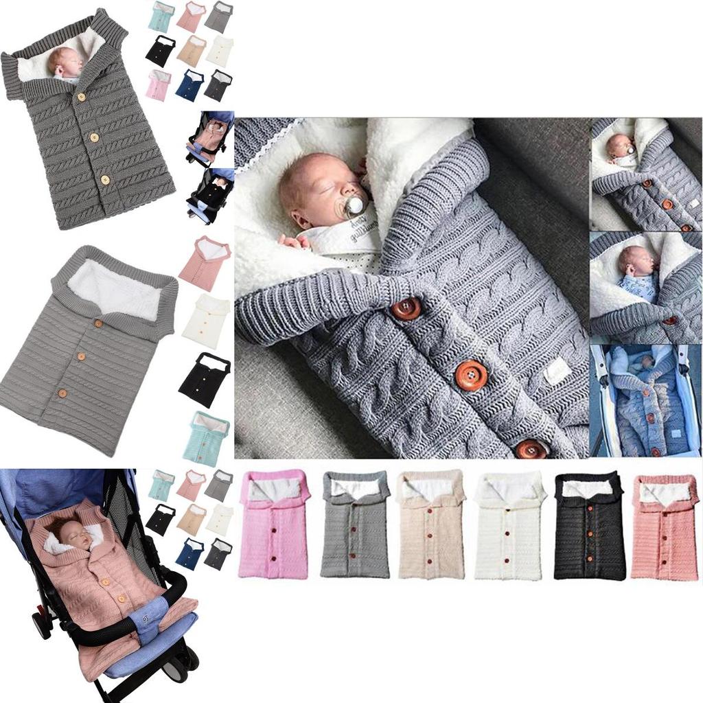 Newborn Baby Winter Wrap Warm Swaddle Blanket Knit Sleep Bag Sack Wrap Stroller