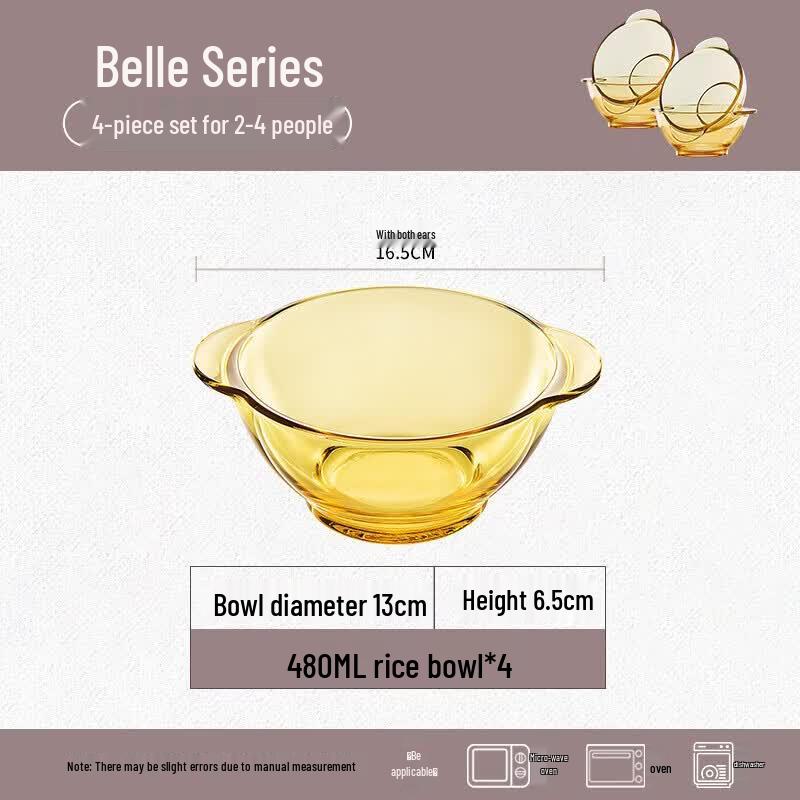 Corning VISIONS Pyrex Amber Double-Handle Bowl Set, 4-Piece