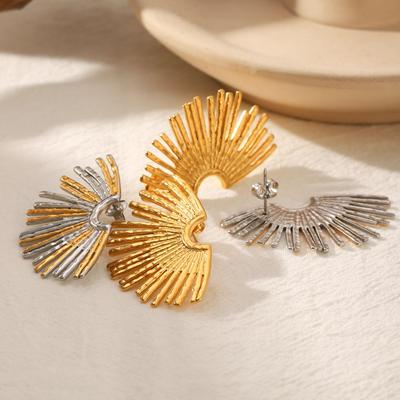 Trendige Edelstahl Halb-Sonnenblumen-Ohrringe für Damen - Retro Metallischer Stil