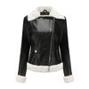 Ladies Jacket Fall and Winter Padded Leather Jacket Female Warm Long-sleeved Lapel Coat Commuter Casual Jacket