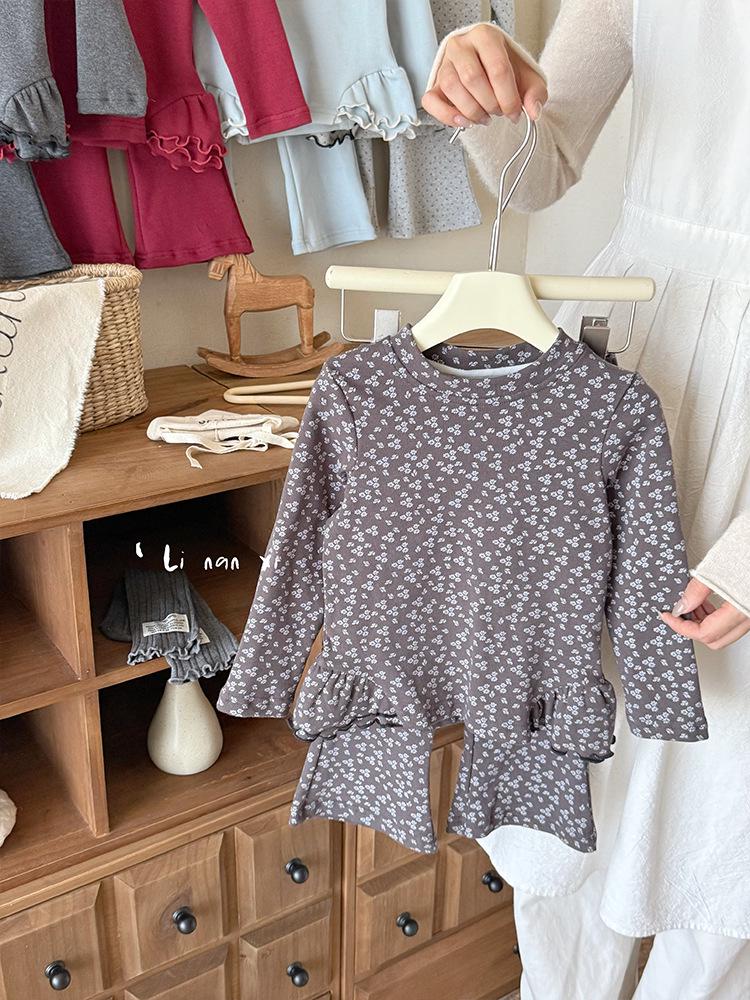 

Зимний пижамный комплект для девочек - Новый стиль 2025 года, Удобный ликра-хлопок со сладкой кружевной отделкой 120 cm