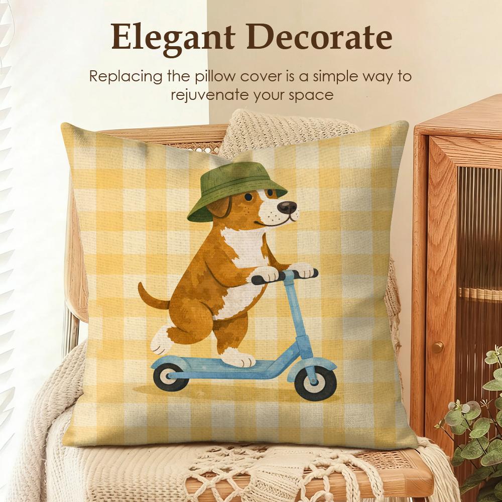 Cute Funny Animal Ins Cartoon Cushion Cover Natural Linen Organic Fabric DoubleSided Printing Sofa Home Decor Gift Pillow Case
