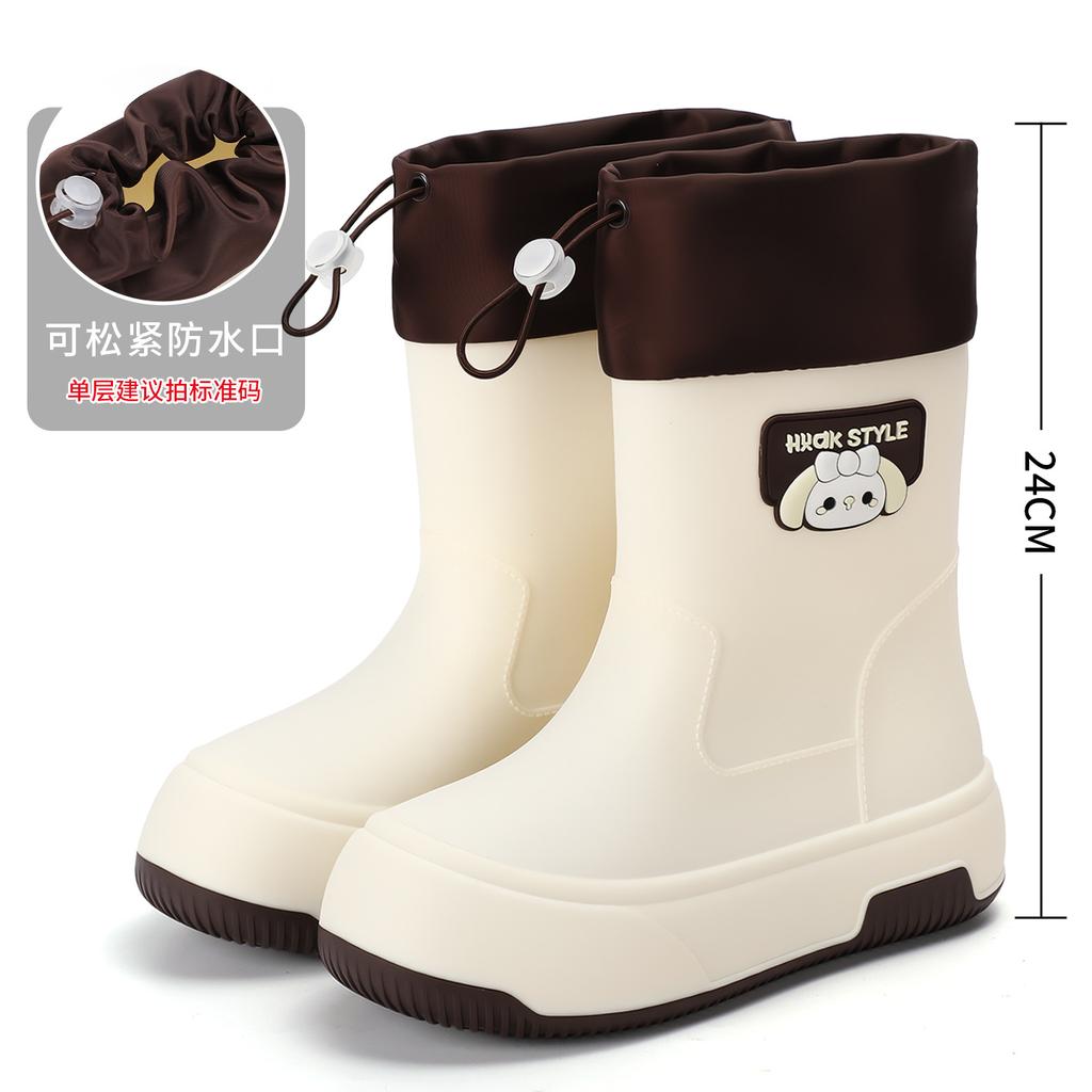 2025 new waterproof rain shoes women's fashion wear warm short rain boots Internet celebrity platform water shoes soft sole rubber shoes