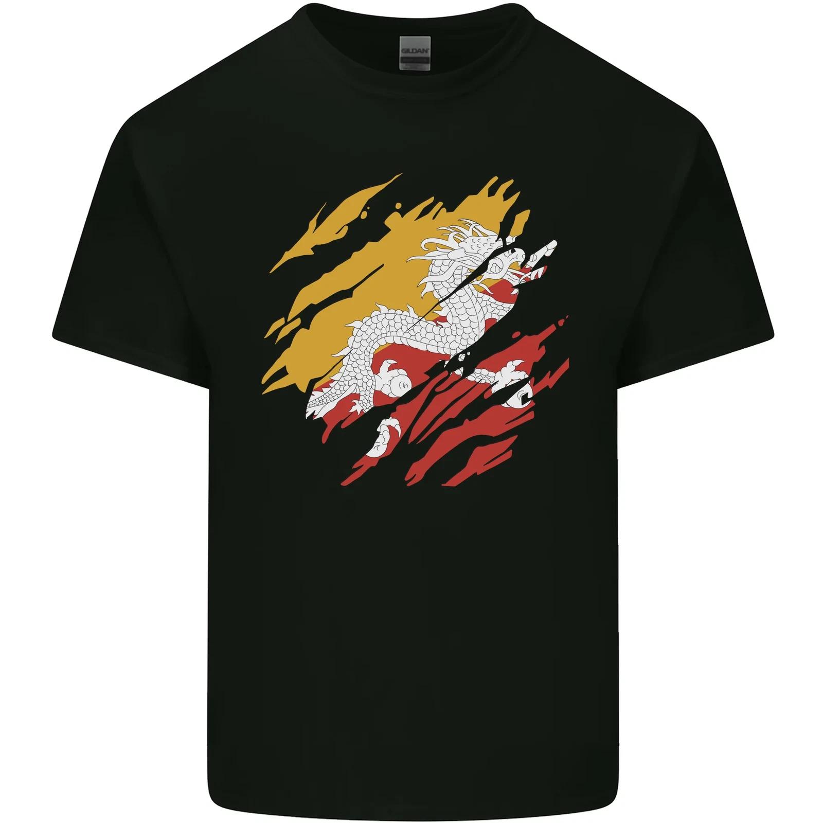 Torn Bhutan Flag Bhutanese Day Football Kids T-Shirt Childrens 4XL