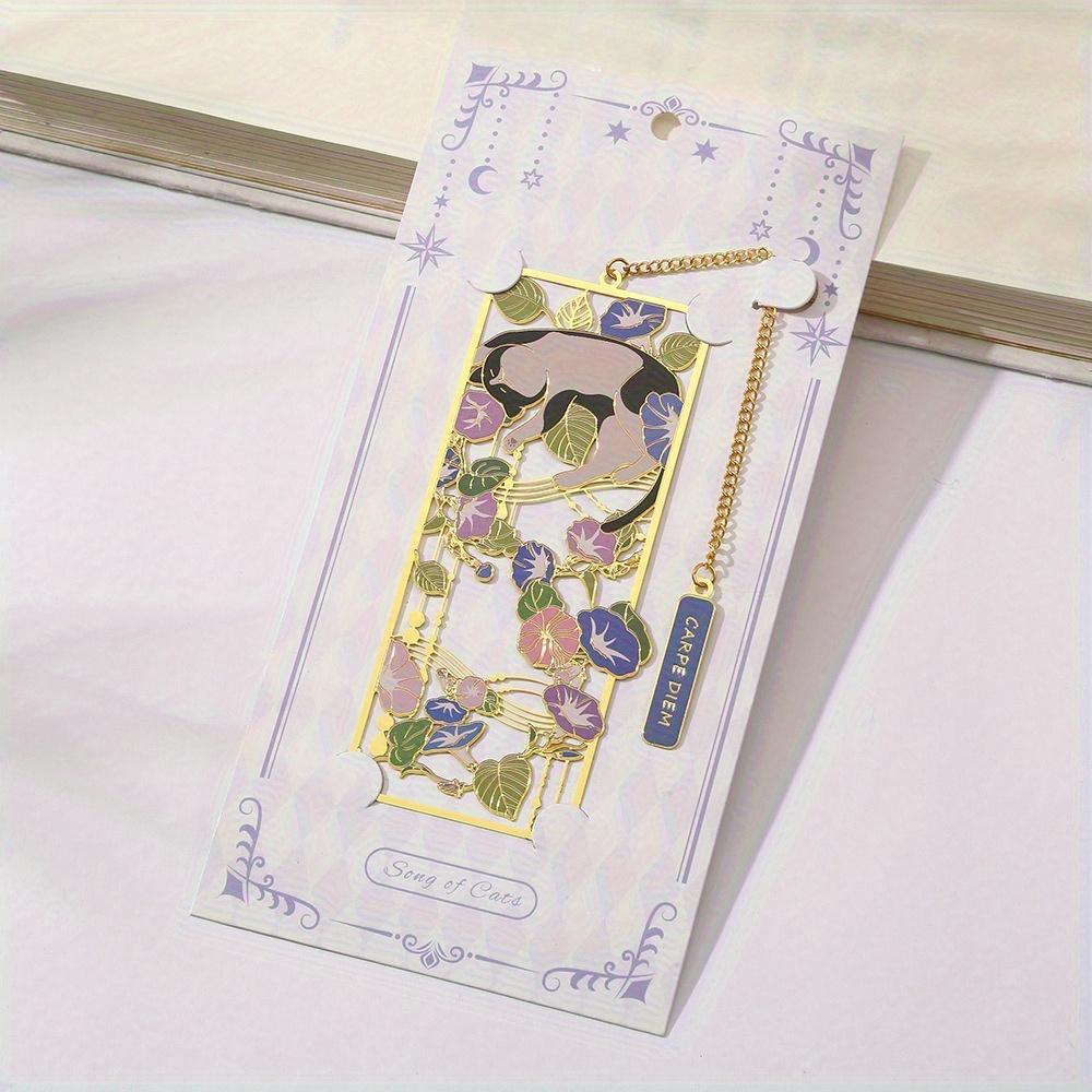 1 Marcador de Livro de Gato Adorável Marcador de Metal Metal Latão Estilo Clássico Fofo Presente para Estudante Marcador Vazado Cultural e Criativo