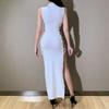 Abito estivo da donna sexy discoteca senza maniche scava fuori abiti dalla fasciatura abito da donna nero bianco aderente abito lungo 19108