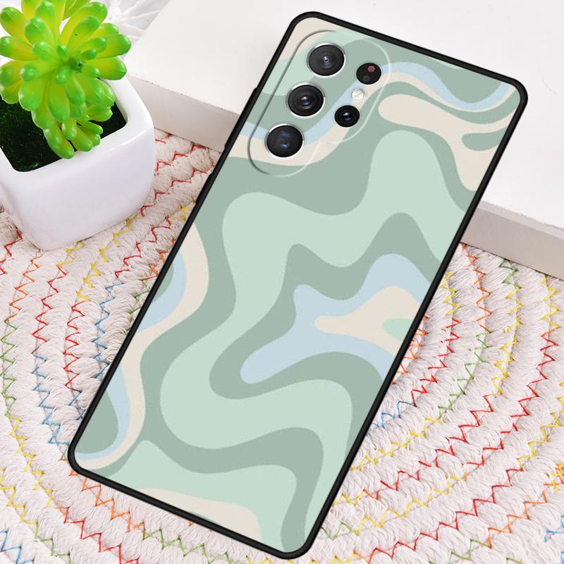 Liquid Swirl Abstract Beige Sage Green Phone Case For Samsung Galaxy Note 10 Pro S26 S25 S24 S23 S22 S21 Plus Ultra Cover