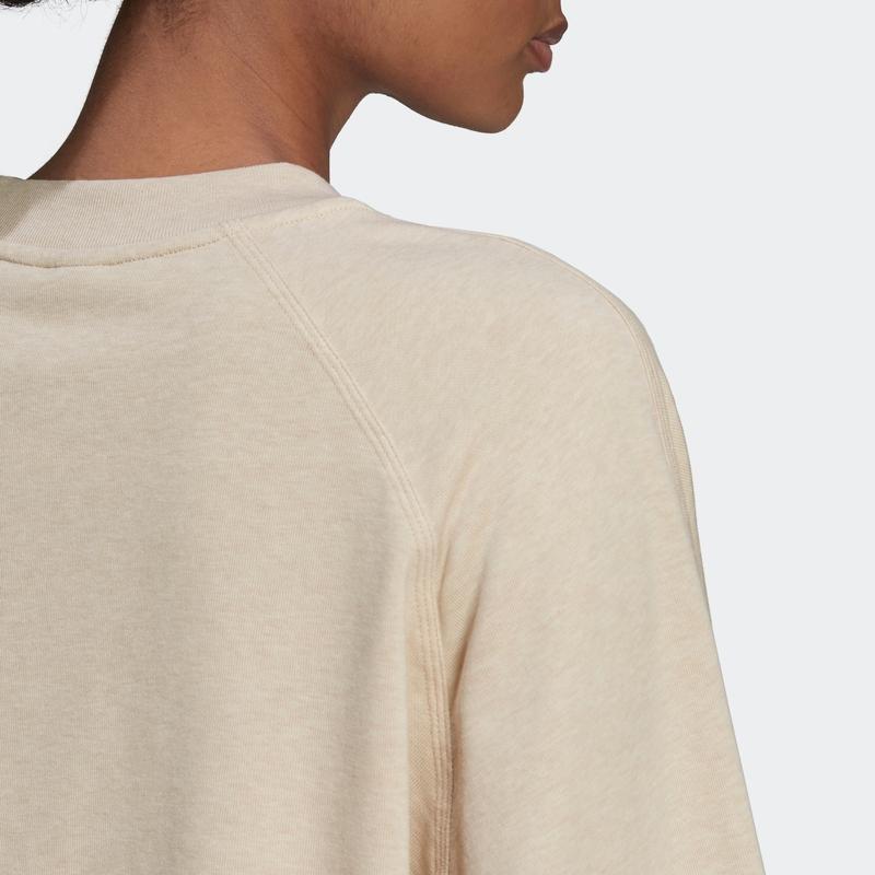 Adidas Short Crew Neck Sweatshirt Women Tops Beige HE3095