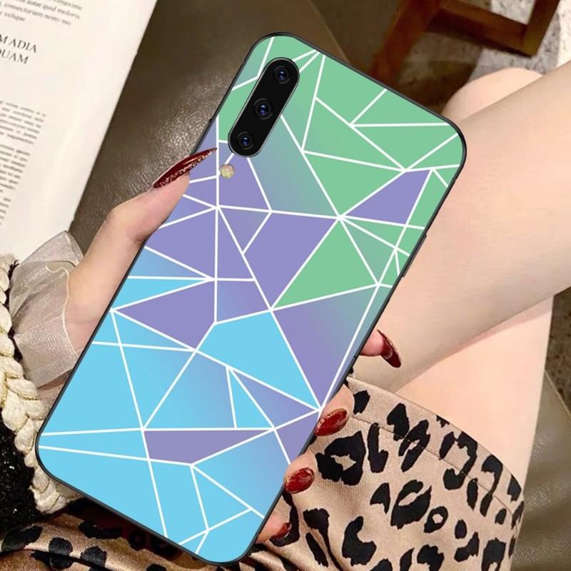 Geometric Abstract Crystal Phone Case For Samsung A91 A81 A73 A72 A71 A30S A20 A12 A13 A52 A53 4G 5G Soft Black Phone Cover
