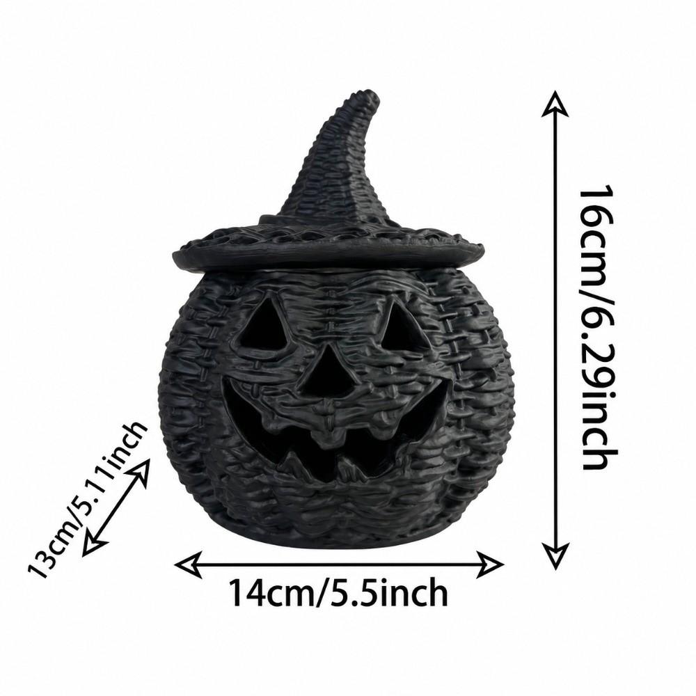 with LED Candle Black Jack-O Lantern Candy Storage Basket  Halloween Decoration