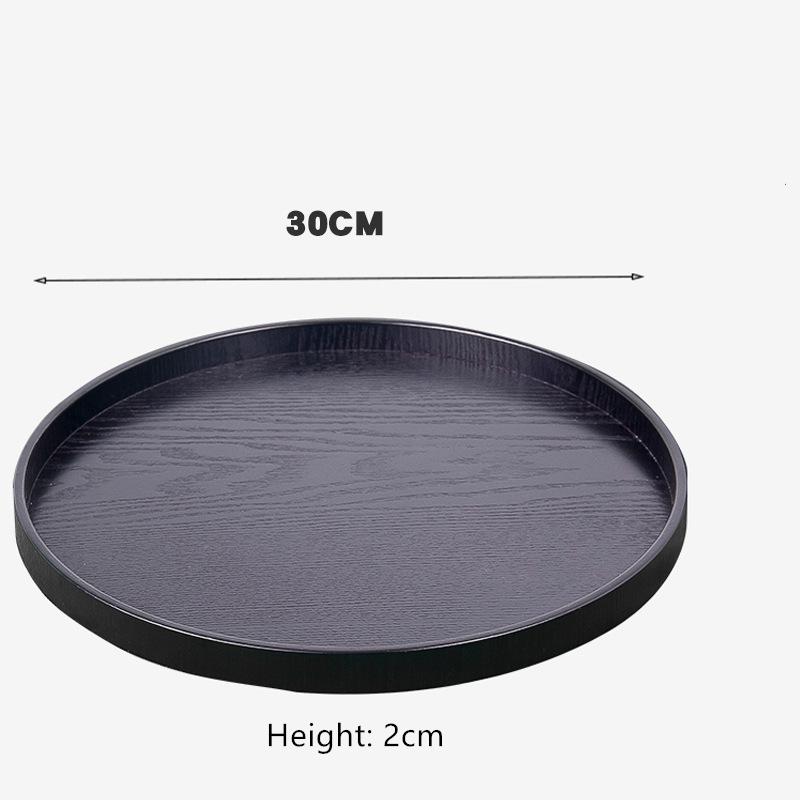 Round Wooden Pallet, Multifunctional Storage Plate, Tea Tray,Food, Bread Pan, Household Kitchen Supplies, Black, Brown, 21-37cm