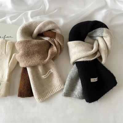Contrast Color Korean Scarf: Cute & Cozy Knit for Women, Autumn/Winter Neck Warmer, Easy To Match for Students