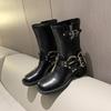 Women's boots High platform, studded spring/Summer Knight Combat Gothic elegant mid-heel women's motorcycle shoes goth
