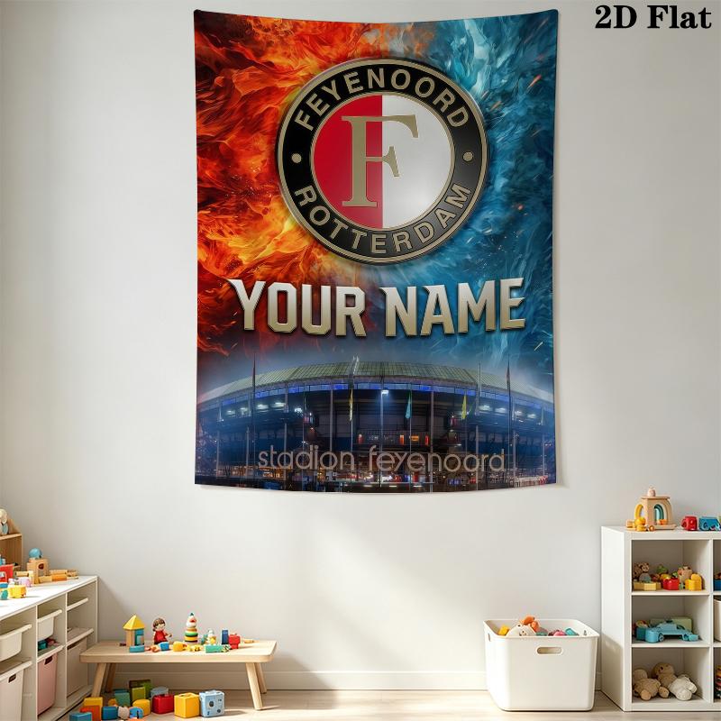 Custom Name Feyenoord Wall Tapestry Aesthetic Wall Hanging Printed Fabric Blanket Decorative Tapestries for Bedroom Living Room Home Decor