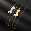 Adjustable Titanium Steel Bracelet With Dachshund Pendant Minimalist Double Opening Design Trendy Personalized Jewelry
