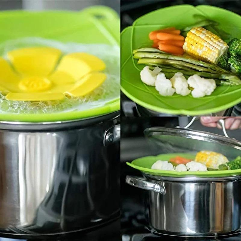 Silicone Lid Spill Stopper Cover Pot Pan Cover Kitchen Accessories Flower Shape Cookware Cooking Tools Kitchen Gadgets