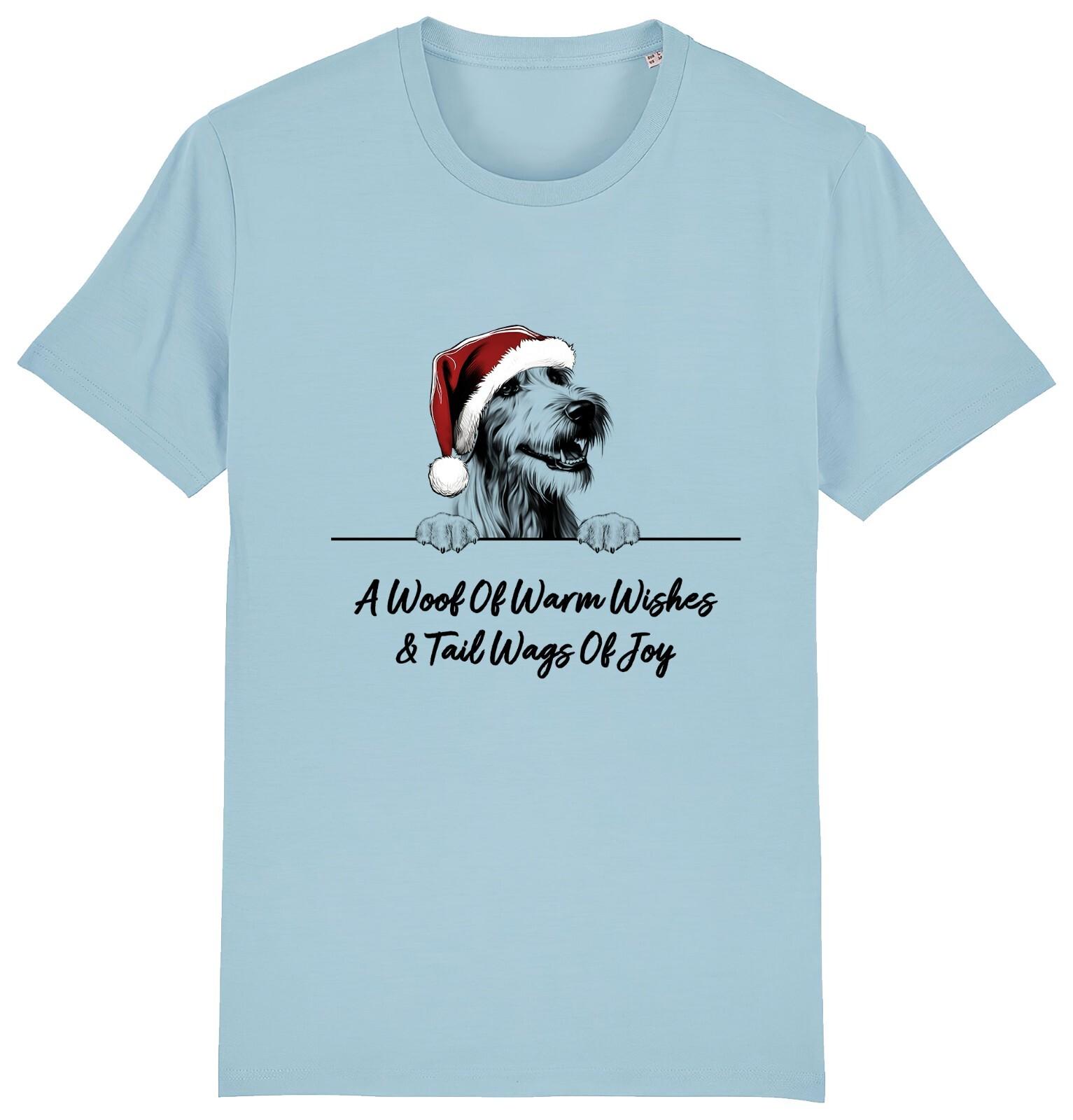 IRISH WOLFHOUND Christmas Dog T-Shirt Mens Womens Tees Top Adults Woof Wishes Tail Wags Xmas M