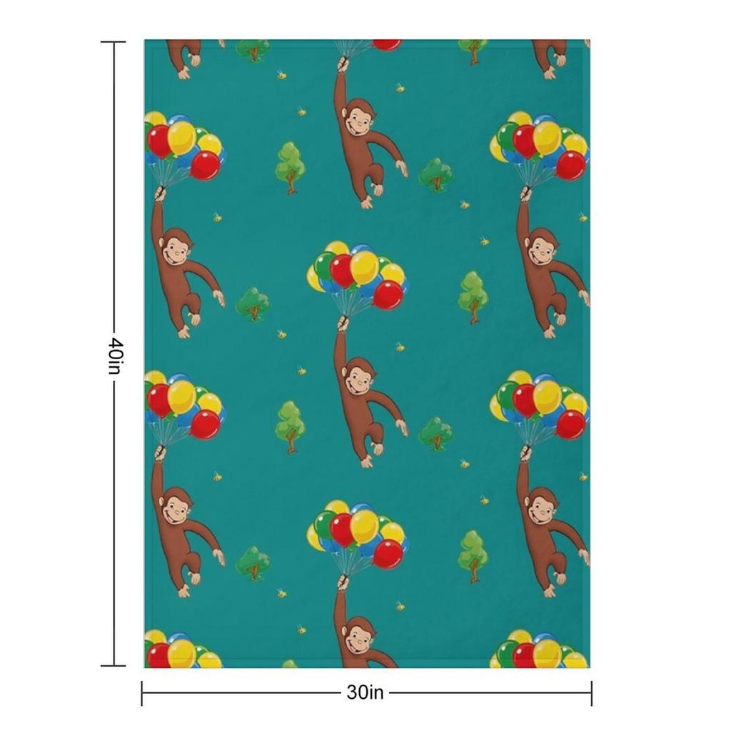 Balloon - Curious George Throw Blanket Summer Loose Funny Gift Soft Blankets