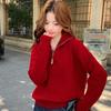 Celebrity Style Cable Knit Half-Zip Sweater: Autumn/Winter Long Sleeve Lapel Top
