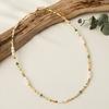 GEMCHIC Women's Colorful Natural Stone Pearl Beaded Necklace, Geometric Gold Chain Choker