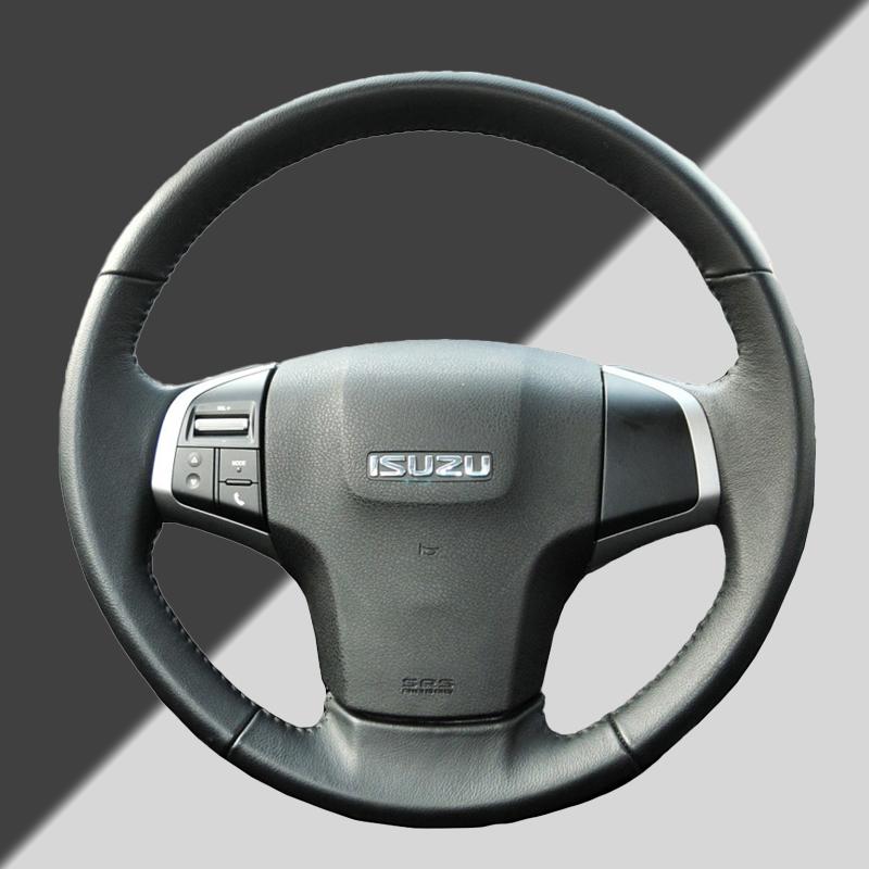 Nappa leather Custom Car Steering Wheel Cover For Isuzu D-Max MU-X 2013-2020 Holden Colorado AU 2012-2019 Car Accessories Black