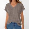 2026 Summer European & American Plus Size Women's V-neck Casual Brushed Solid Color T-shirt