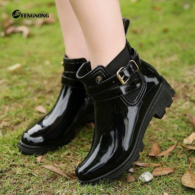 Comemore Women Pvc Rain Boots Ankle Waterproof Shoes Water Shoes Female Galoshes Rubber Short Rainboots Spring Winter Boots