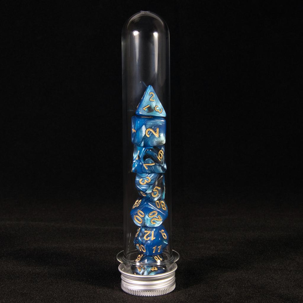 7 szt. Wielościenne kostki w mieszanych kolorach z tubą do DND TRPG RPG Cthulhu COC Gra planszowa Drużyna prowadząca Zestaw kości DND