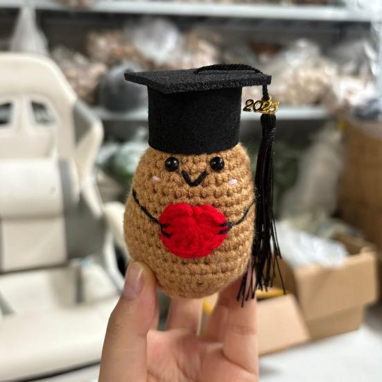 2025 Graduation Crochet Doll Handmade Pickle Vegetables with Graduation Cap Positive Crocheted Animals Keepsake Grad Gifts for Him Her