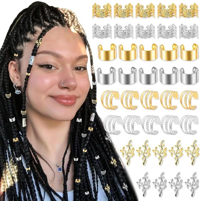 Legierung Gold Silber Zopf Haarring Dreadlock Haarring Hippie Stil Haaraccessoires Loc Haar Schmuck Für Zöpfe Für Mädchen Frauen
