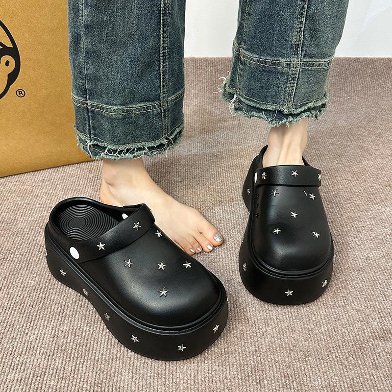 New thick-soled bag head cool slippers for women to wear summer fashion eva heightening hole shoes
