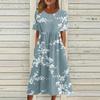 Fritidskjoler for kvinner Trykte kjoler Sommerkjoler Trykt plisserte midikjoler Basic Classic Outdoor Daglig Kortermede løse kjoler