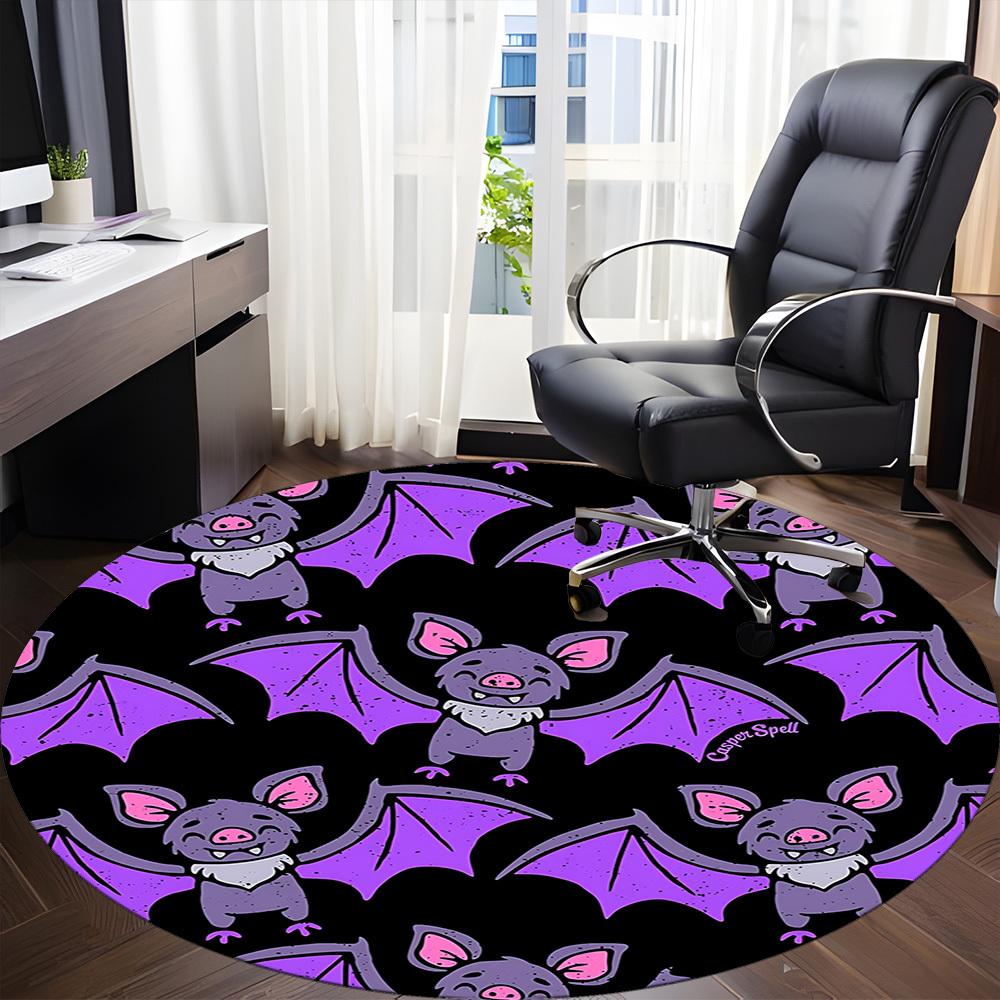 1pc Bat Halloween Office Round Area Rug,  Mat Suitable ForOffice, Under Office Chairs Bedroom Living Room Home Decor, Room Deco