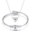Diy 26 Letters Fadeless Stainless Steel Heart Pendant Necklace Bracelet Set For Women