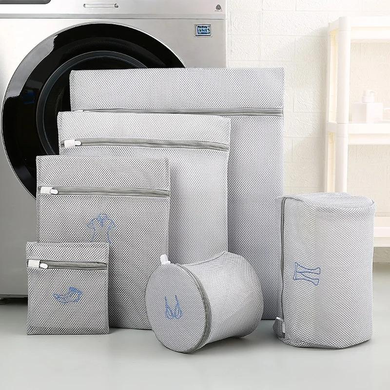 6pcs Laundry Bag Fine Mesh Embroidery Print Laundry Pouch Household Clothes Cleaning Washing Bags for Washing Machines 6pcs