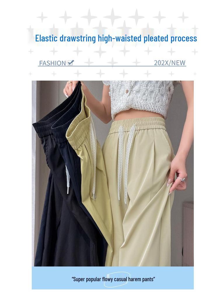 Summer 2033 Women's High Waist Straight Leg Harem Pants - Fashionable, Simple, and Slimming Cropped Fit