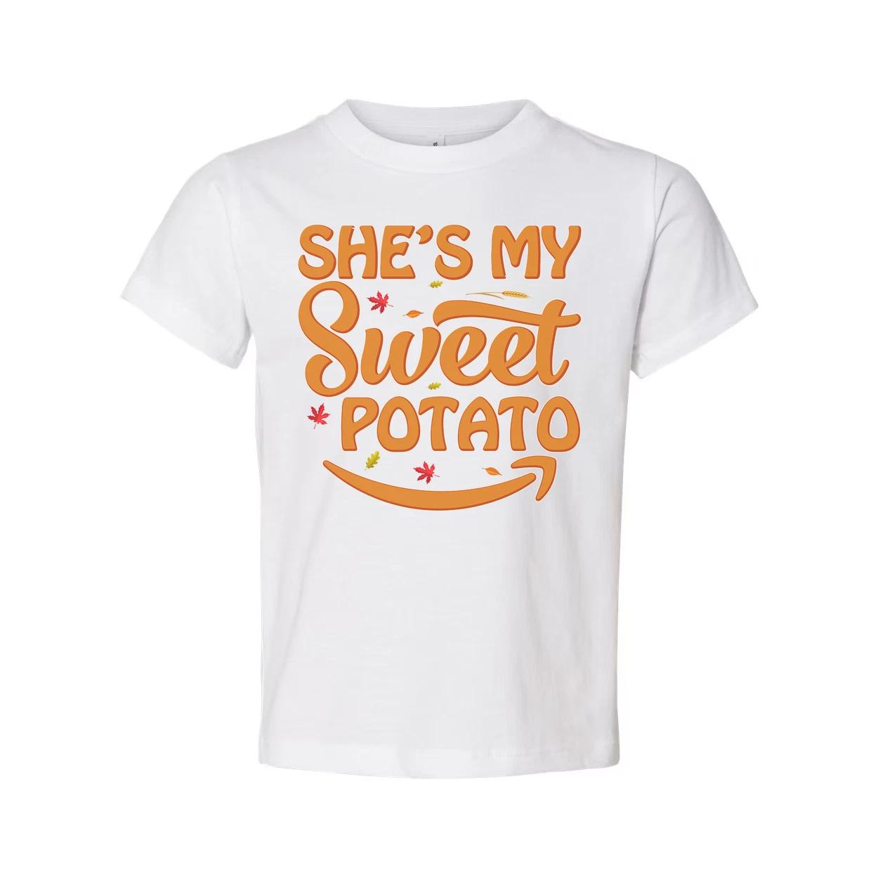 

She s My Sweet Potato Thanksgiving Unisex Graphic T Shirt With Fall Leaves Desig S