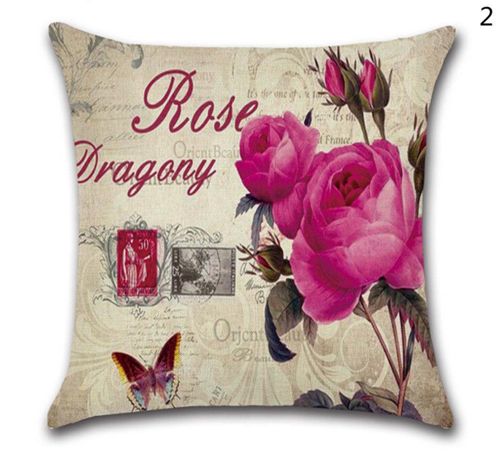Premium Quality Tropical Feuilles Cushion Cover With Vintage Floral Design For Sofa
