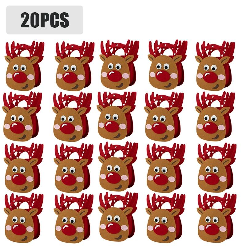 1-20PCS 2025 Christmas Gift Bag Creative Felt Cloth Children Candy Gift Bag Christmas Eve Handheld Portable Apple Bag