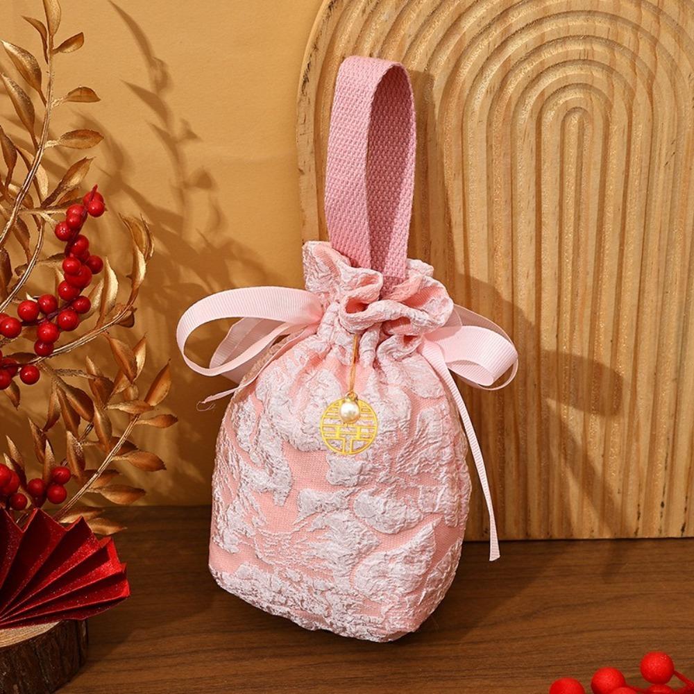 Cloth Wedding Candy Bag Embossed Flowers Engagement Gift Packing Bag  Engagement/Wedding