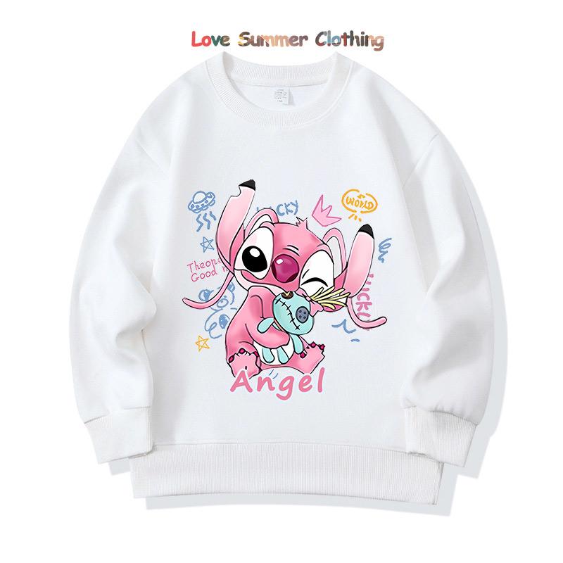 stitch Kids Hooded Sweatshirt Ages 4-14 angel HD Print Boys Pullover Girls Fall Hoodie Long Sleeve New Arrivals for Autumn